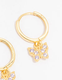 Gold Plated Sterling Silver Cubic Zirconia Butterfly Earrings - link has visual effect only