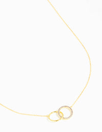 Gold Plated Sterling Silver Pave Link Hoop Necklace - link has visual effect only