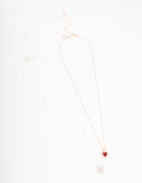 Gold & Silver Mixed Metal Heart Halo Necklace Pack - link has visual effect only