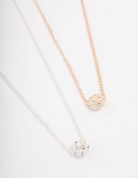 Mixed Metal Crystal Ball Pendant Necklace Pack - link has visual effect only