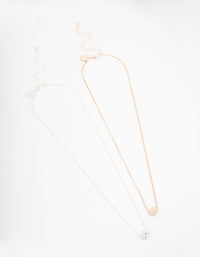 Mixed Metal Crystal Ball Pendant Necklace Pack - link has visual effect only