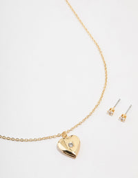 Gold Plated Cubic Zirconia Heart Jewellery Set - link has visual effect only