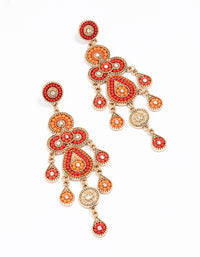 Orange Beaded Statement Earrings - link has visual effect only