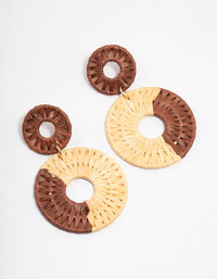 Raffia Round Double Drop Earrings - link has visual effect only