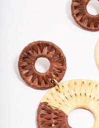 Raffia Round Double Drop Earrings - link has visual effect only