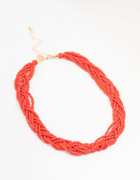 Red Beaded Twisted Layered Necklace - link has visual effect only