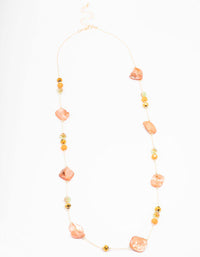 Gold Long Mixed Beaded Necklace - link has visual effect only