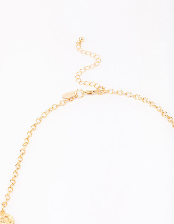 Gold Long Molten Circle Necklace