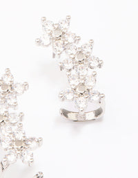 Silver Cubic Zirconia Triple Flower Drop Earrings - link has visual effect only