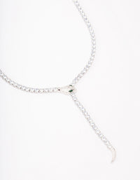 Silver Cubic Zirconia Snake Y-Shape Necklace - link has visual effect only