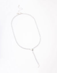 Silver Cubic Zirconia Snake Y-Shape Necklace - link has visual effect only