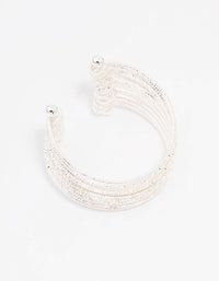Silver Bold Textured Wrist Cuff - link has visual effect only