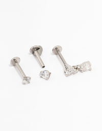 Surgical Steel Pear Cubic Zirconia Drop Flat Backs 3-Pack - link has visual effect only