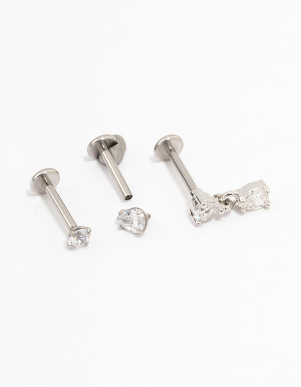 Surgical Steel Pear Cubic Zirconia Drop Flat Backs 3-Pack