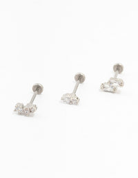 Surgical Steel Double Baguette Flat Backs 3-Pack - link has visual effect only