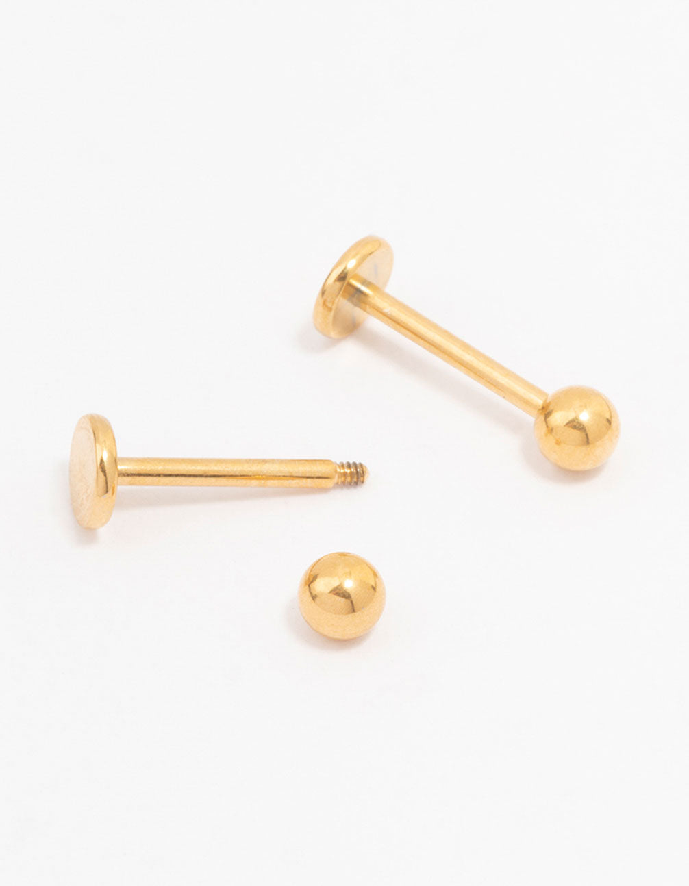 Gold Plated Surgical Steel Plain Ball Flat Backs