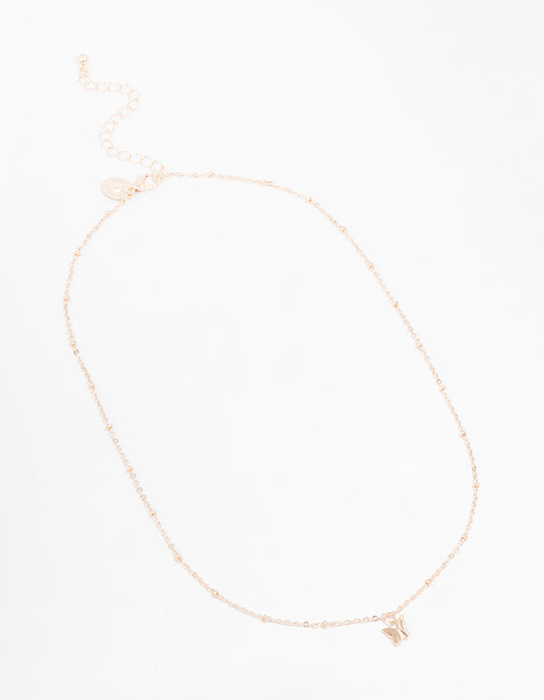 Rose Gold Mini Butterfly Pendant Necklace