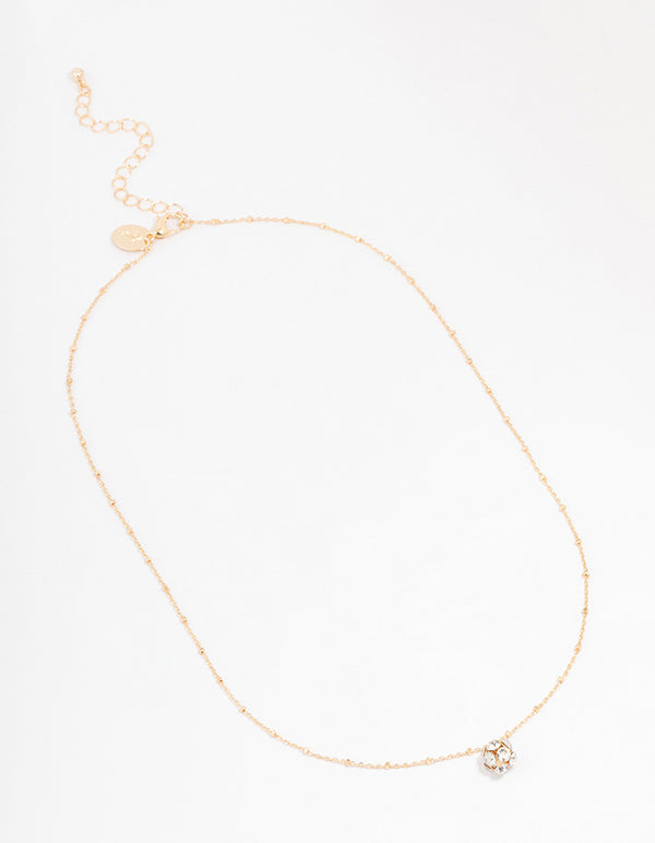 Gold Sphere Diamante Necklace