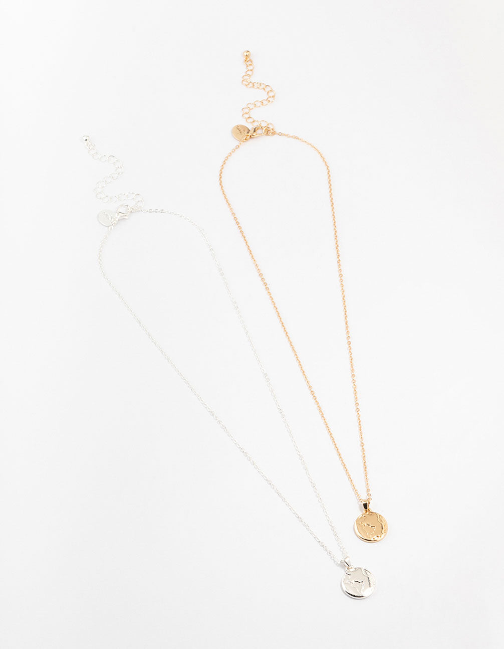 Mixed Metal World Globe Necklaces 2-Pack