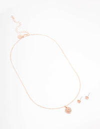 Rose Gold Heart Diamante Halo Jewellery Set - link has visual effect only