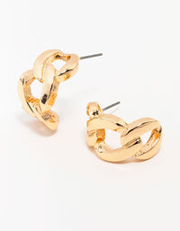 Gold Cuban Link Hoop Earrings - link has visual effect only