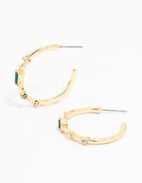 Gold Diamante Baguette Thin Hoop Earrings - link has visual effect only