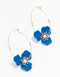 Gold Coated Wire Flower Hoop Earrings - link has visual effect only