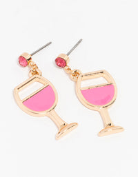 Gold Diamante Wine Glass Drop Earrings - link has visual effect only