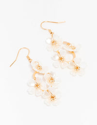 Gold Pearl Flower Vine Drop Earrings - link has visual effect only