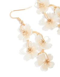 Gold Pearl Flower Vine Drop Earrings - link has visual effect only