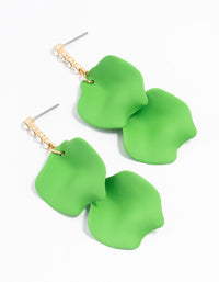Green Gold Cup Chain Double Petal Drop Earrings - link has visual effect only