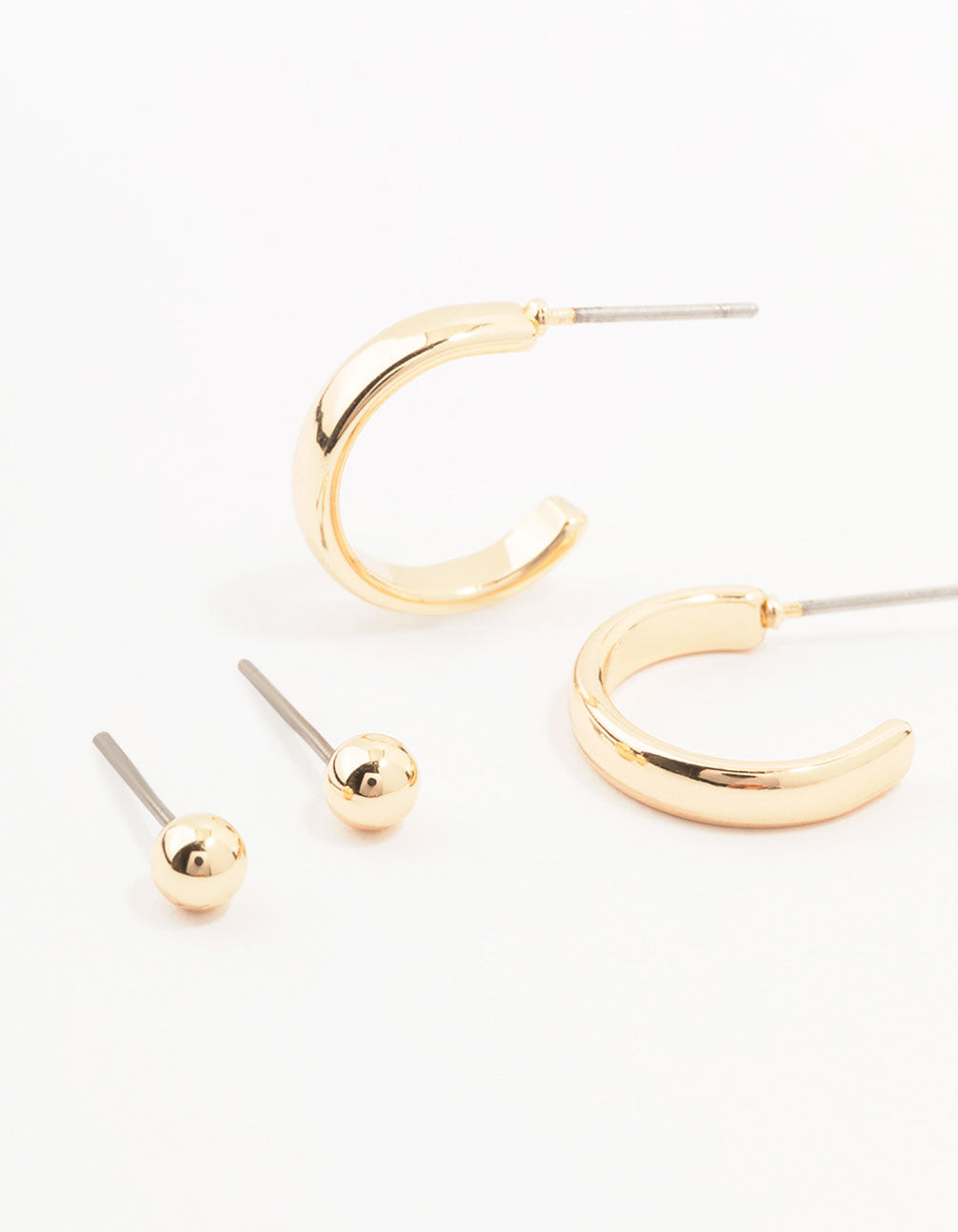 Gold Pearl Stud And Hoop Earrings 3-Pack