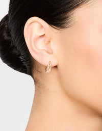 Gold Diamante Tear Drop Clicker Huggie Earrings - link has visual effect only
