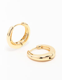 Gold Plain Clicker Huggie Earrings - link has visual effect only