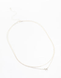 Silver Double Diamante Slinky Chain Layered Necklace - link has visual effect only