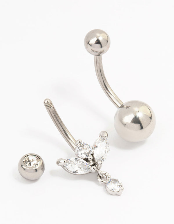 Surgical Steel Round Drop Belly Piercings 2-Pack