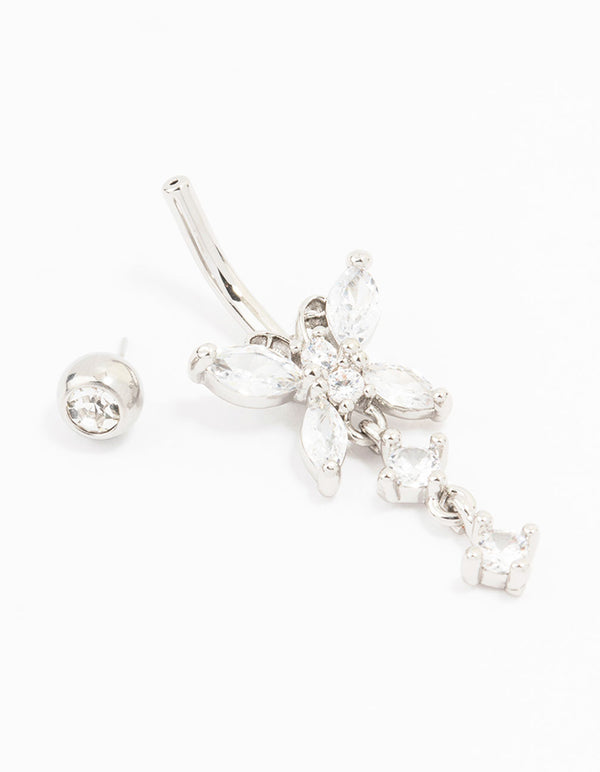 Surgical Steel Butterfly Crystal Belly Piercing