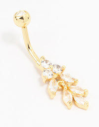 Gold Plated Surgical Steel Marquise Drop Belly Bar - link has visual effect only