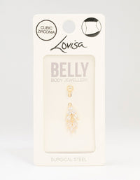 Gold Plated Surgical Steel Marquise Drop Belly Bar - link has visual effect only