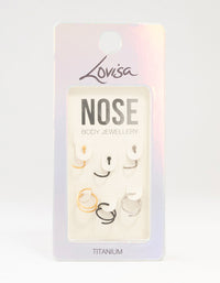 Titanium Spiral Mixed Nose Piercings 6-Pack - link has visual effect only