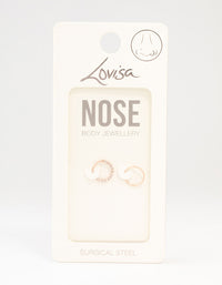 Rose Gold Plated Surgical Steel Textured Nose Rings 2-Pack - link has visual effect only