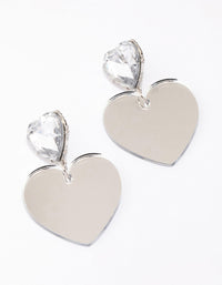 Silver Diamante Double Heart Drop Earrings - link has visual effect only