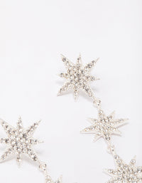 Silver Diamante Celestial Star Dangle Earrings - link has visual effect only