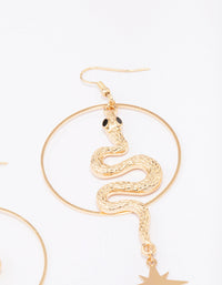 Gold Hoop & Snake Drop Earrings - link has visual effect only
