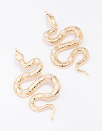 Gold Large Snake Statement Earrings - link has visual effect only