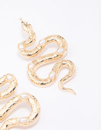 Gold Large Snake Statement Earrings - link has visual effect only