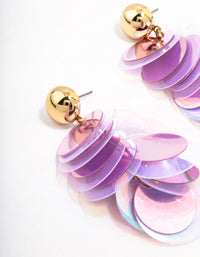 Gold & Purple Cluster Disc Drop Earrings - link has visual effect only