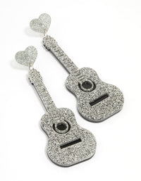 Acrylic Glitter Guitar Drop Earrings - link has visual effect only