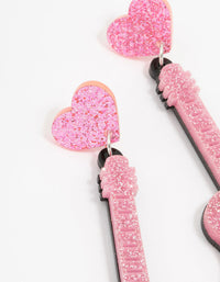 Pink Glitter Guitar Drop Earrings - link has visual effect only