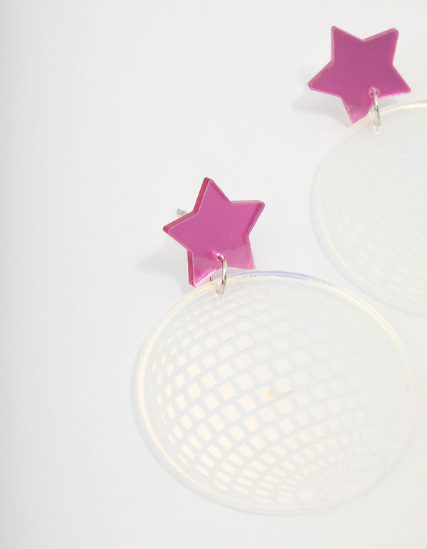 Disco Ball & Star Drop Earrings